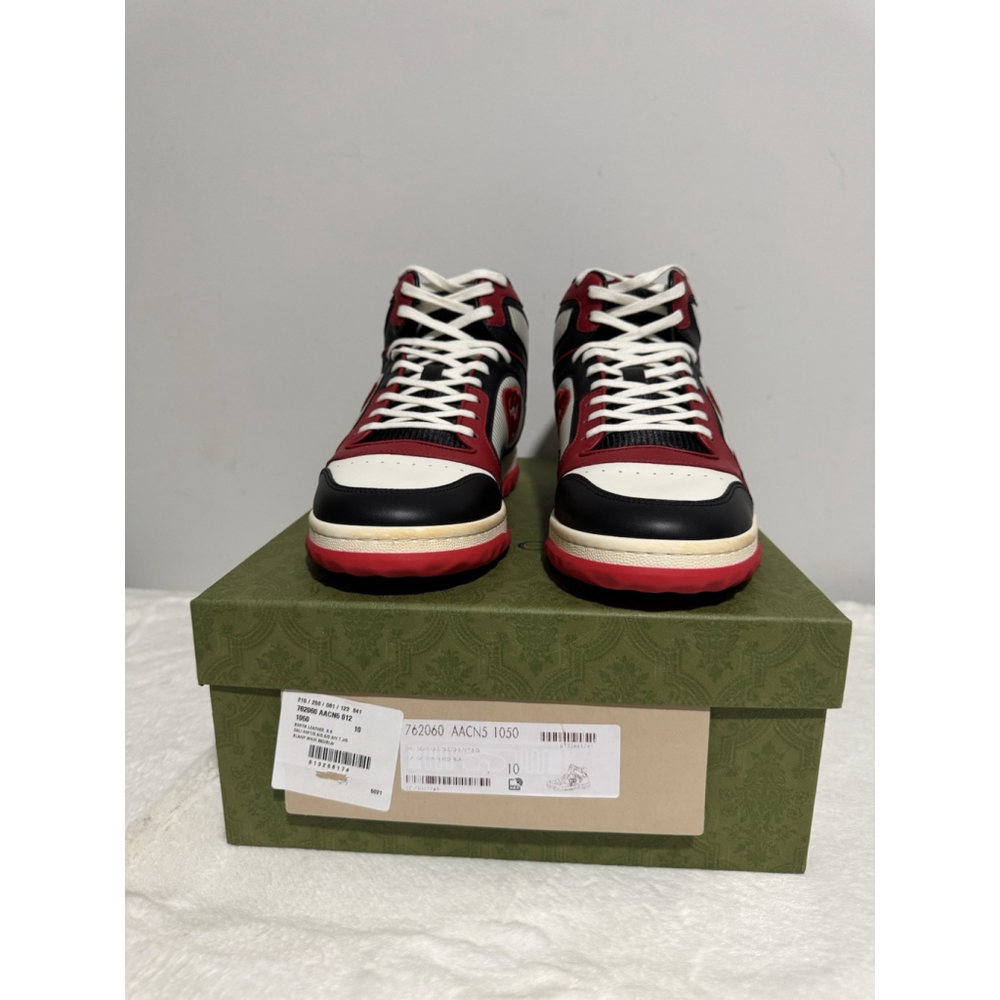 Gucci MAC80 High Leather Black/White/Red Sneakers Men Sz 10 (US 10.5) Authentic - Picture 5 of 5